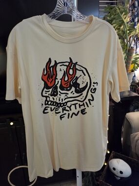 Everything Fine Skull Graphic Tee - Cream